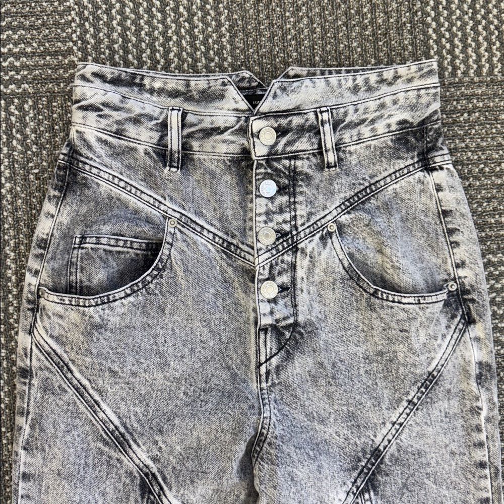Isabel Marant REI Acid Wash High Waisted Jeans, size 36/4 - Picture 6 of 10